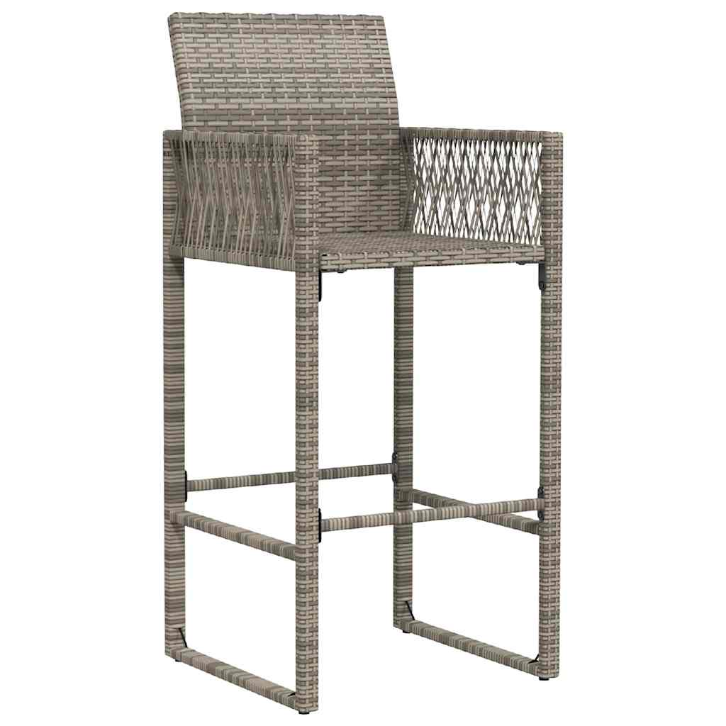 Garden Bar Stool Set 2 pcs Grey Poly Rattan
