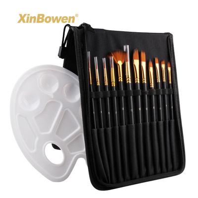 Conjunto de Pincéis para Estudante de Aquarela e Acrílico Transfronteiriço com 13 Peças, Bolsa e Paleta