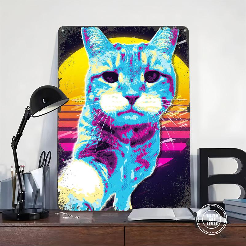 Retro Cat Art Metal Poster Customized Wall Art Retro Vintage Tinplate Signs for Decoration Bedroom Decorations Wand Deko Decor