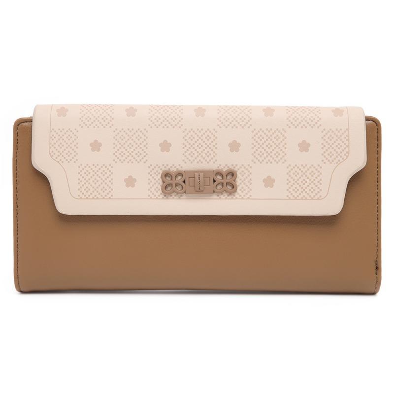 PU Soft Pull Buckle Flower Folding Women's Long Wallet