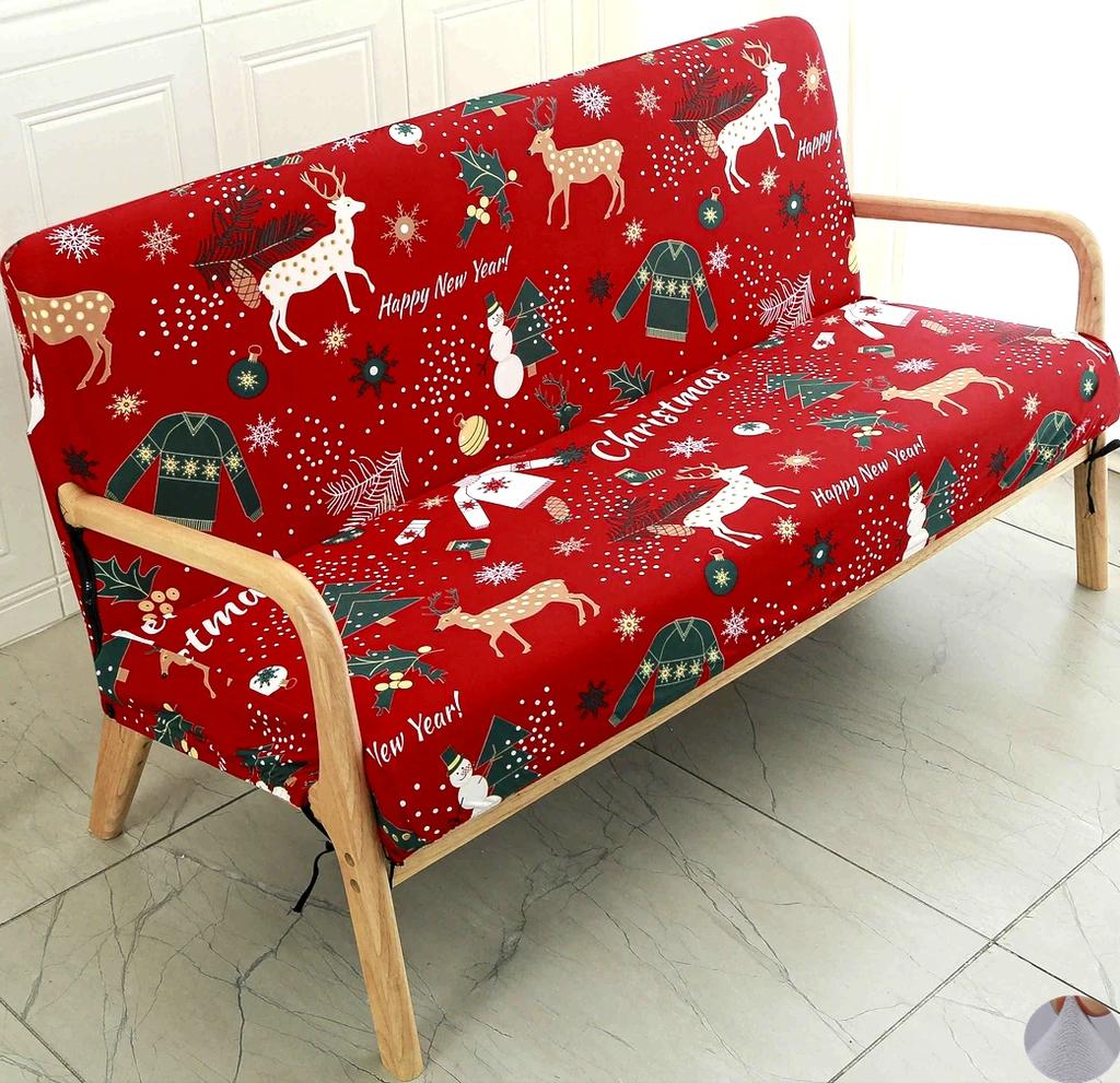 Printing Armless Futon Covers Stretch Futon Couch Cover Folding Sofa Bed Slipcover Furniture Protector with Elastic Bottom