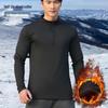 Autumn-Winter Half-Zip Stand Collar Plus Velvet Thick Fitness Long Sleeve Training Suit for Outdoor Running