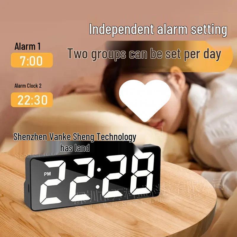 Luminous Silent Digital Table Clock with Alarm, Calendar & Temperature Display