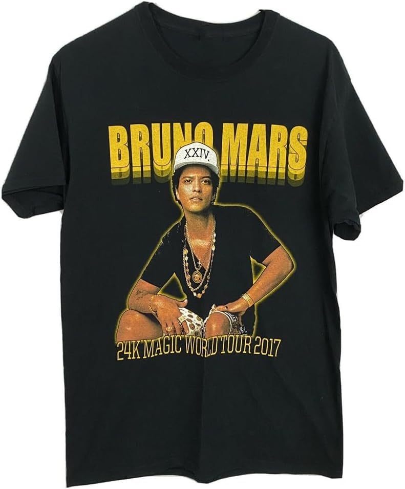 Bruno Mars 24K Gold World Tour 2017 T Shirt Black XL чёрный