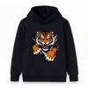 Kids Boys Girls Pullover Hoodie, Ferocious Ripping Tiger Print Long Sleeve Casual Warm Hooded Sweatshirt for Daily Wear Party School for 3-12 Years
