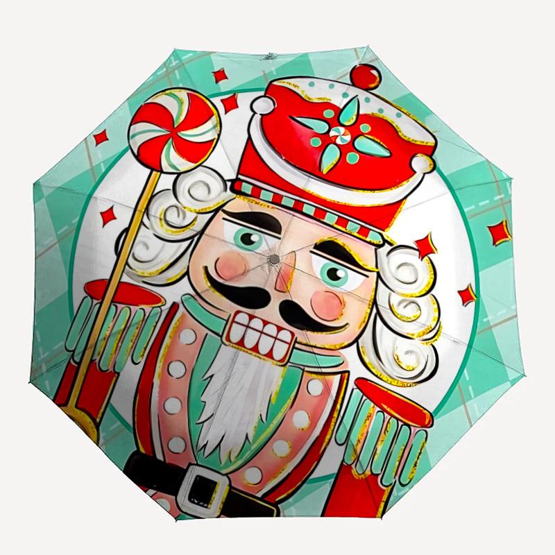 

1pc Nutcracker Candy Automatic Folding Umbrella, Lightweight Retractable Compact Travel Umbrella, 8-Rib Sturdy Frame, Fine Outdoor Umbrella142