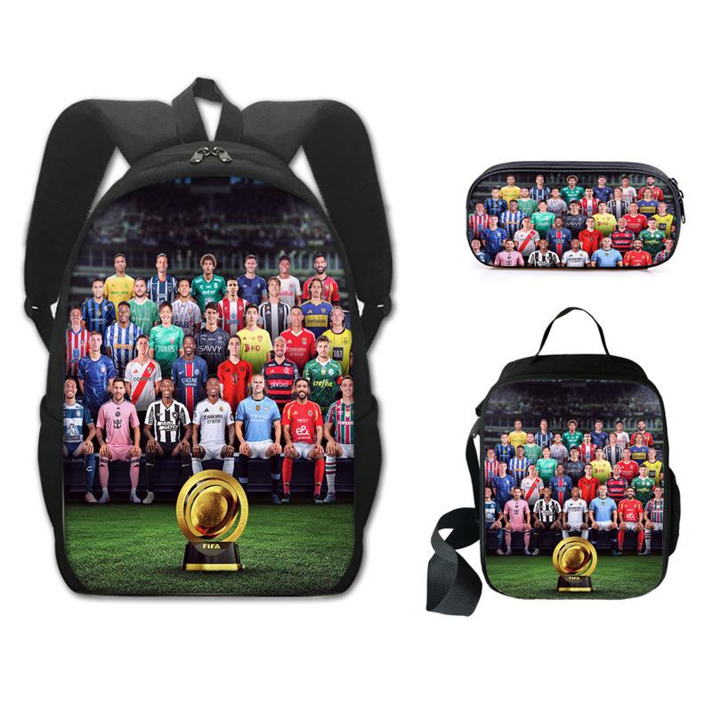 Set Zaino da Fan Coppa del Mondo 2026 Zaino 3 in 1 Borsa a Tracolla Astuccio Zaino Scolastico per Studenti Grande Capacità Tema Calcio