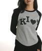 Kimseupeulesikoteunmakes Bumpy Kiss Raglan Long Sleeve T-Shirt Black (Gray)