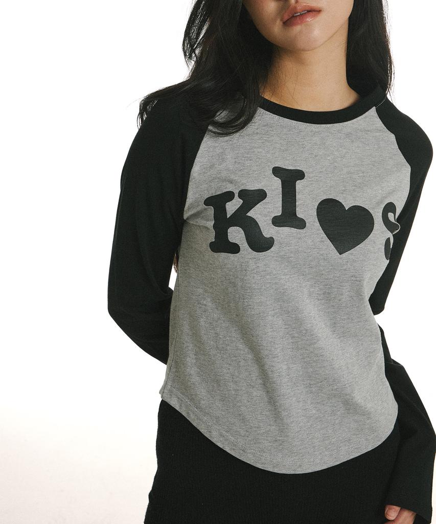 Kimseupeulesikoteunmakes Bumpy Kiss Raglan Long Sleeve T-Shirt Black (Gray)