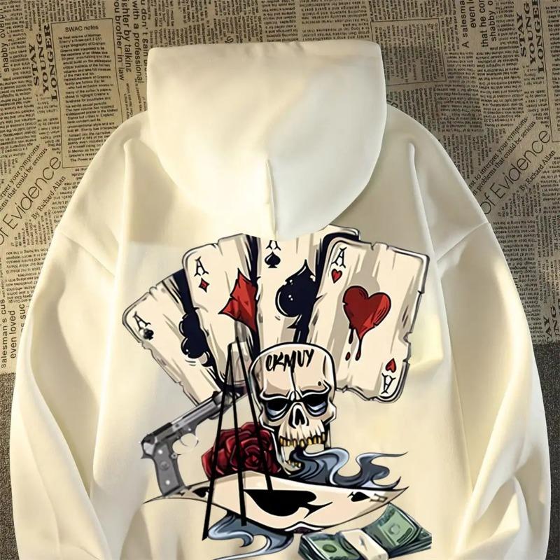 Punk Sweatshirt Herrenmode Lässiger Hoodie Kreativer Poker Hoodie Herbst Hoodie Herrengröße (S-3XL) Mehrfarbige Oberteile Hoodies & Sweatshirts Herren