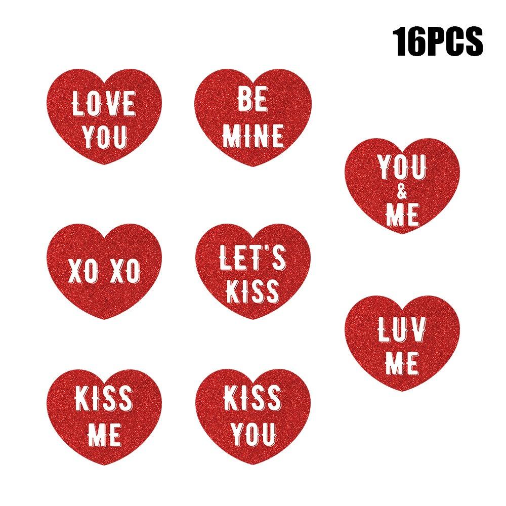 

16Pcs Decorative Love Heart Charm Red Valentine s Day Decoration Party Supplies 16Pcs