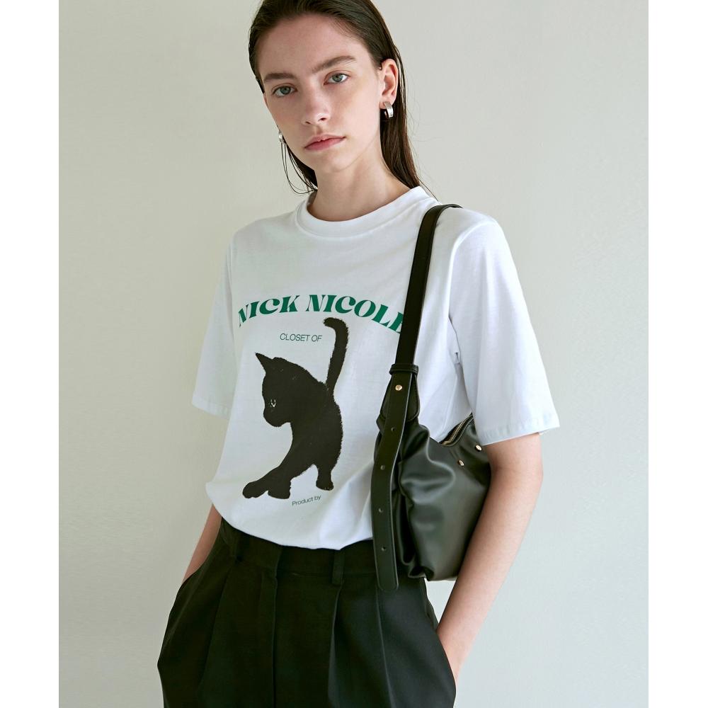 

NICKNICOLE Nicole Cat Half TeeБелый