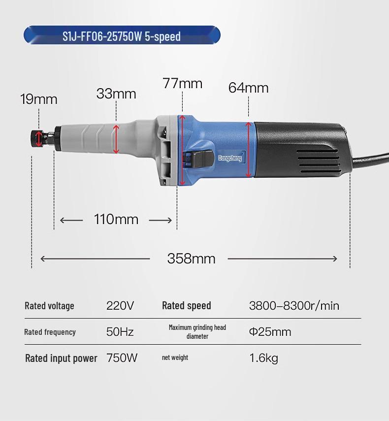 Electric Handheld Small Straight Grinder for Jade Carving and Polishing