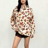 Women S Vintage Loose Fit Hooded Sweatshirt Maple Leaf Print