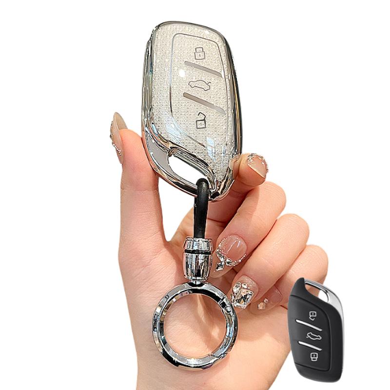 Étui Porte-Clés en TPU Motiflosange Blanc pour MG 4 2023 Mg4 Ev MG HS GT ZS EV ZX MG5 MG6 Roewe RX3 RX5 RX8 ERX5 I6 I5 Housse de Clé Sac Porte-Clés