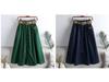 2024 Spring/Summer Korean Style Elastic High Waist A-Line Midi Skirt with Large Pockets and Slit