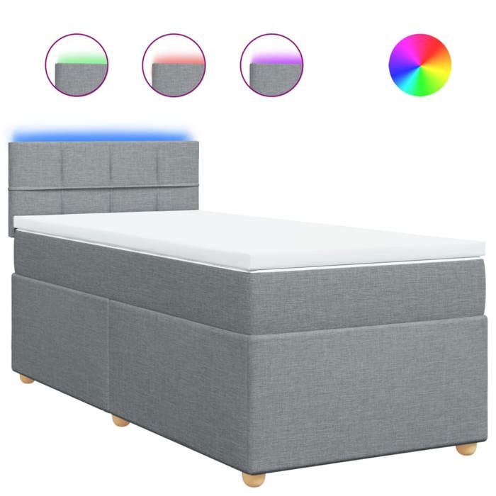 VidaXL Sommier à lattes de lit avec matelas Gris clair 100x200cm Tissu 3288891