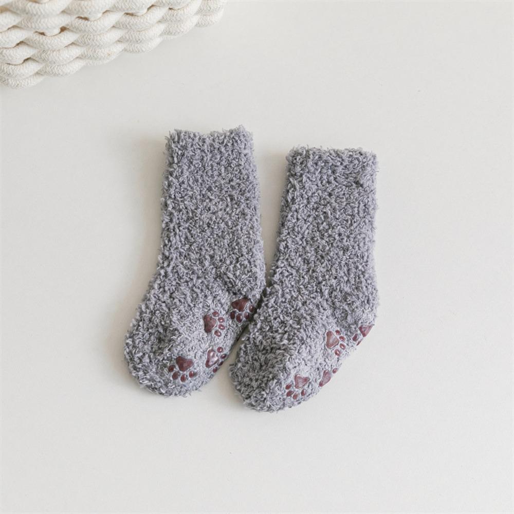 

Non-slip Plush Fluffy Socks Breathable Winter Warm Hosiery Comfortable Baby Socks M сірий