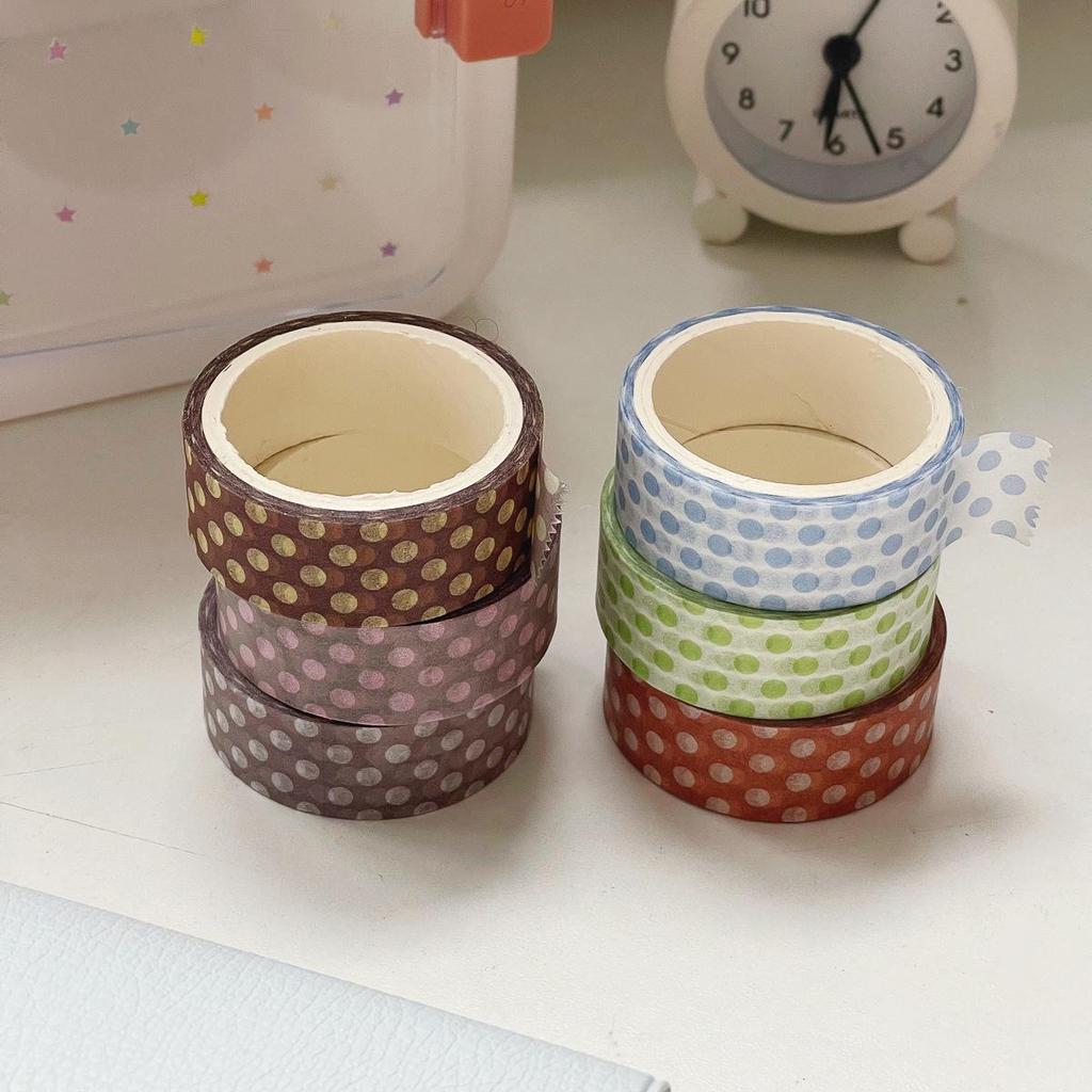 Polka Dot Washi Tape: Durable, hand-tearable tape perfect for DIY projects and organizing with colorful polka dot patterns and pull-strip designs.