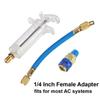 Car A/C Oil Dye Injector 30Ml 1Oz With Low Side Quick Coupler Adapter 1/4 Air Conditioning Automotive Oiler Injection Syringe