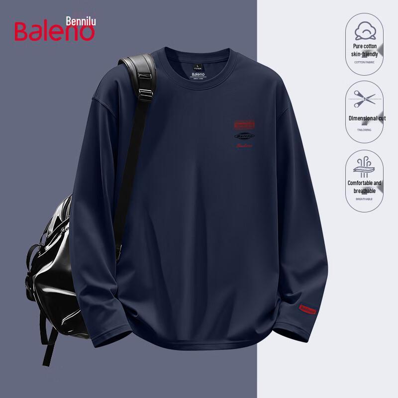 Baleno Men's American Style Heavyweight Pure Cotton Long Sleeve T-Shirt