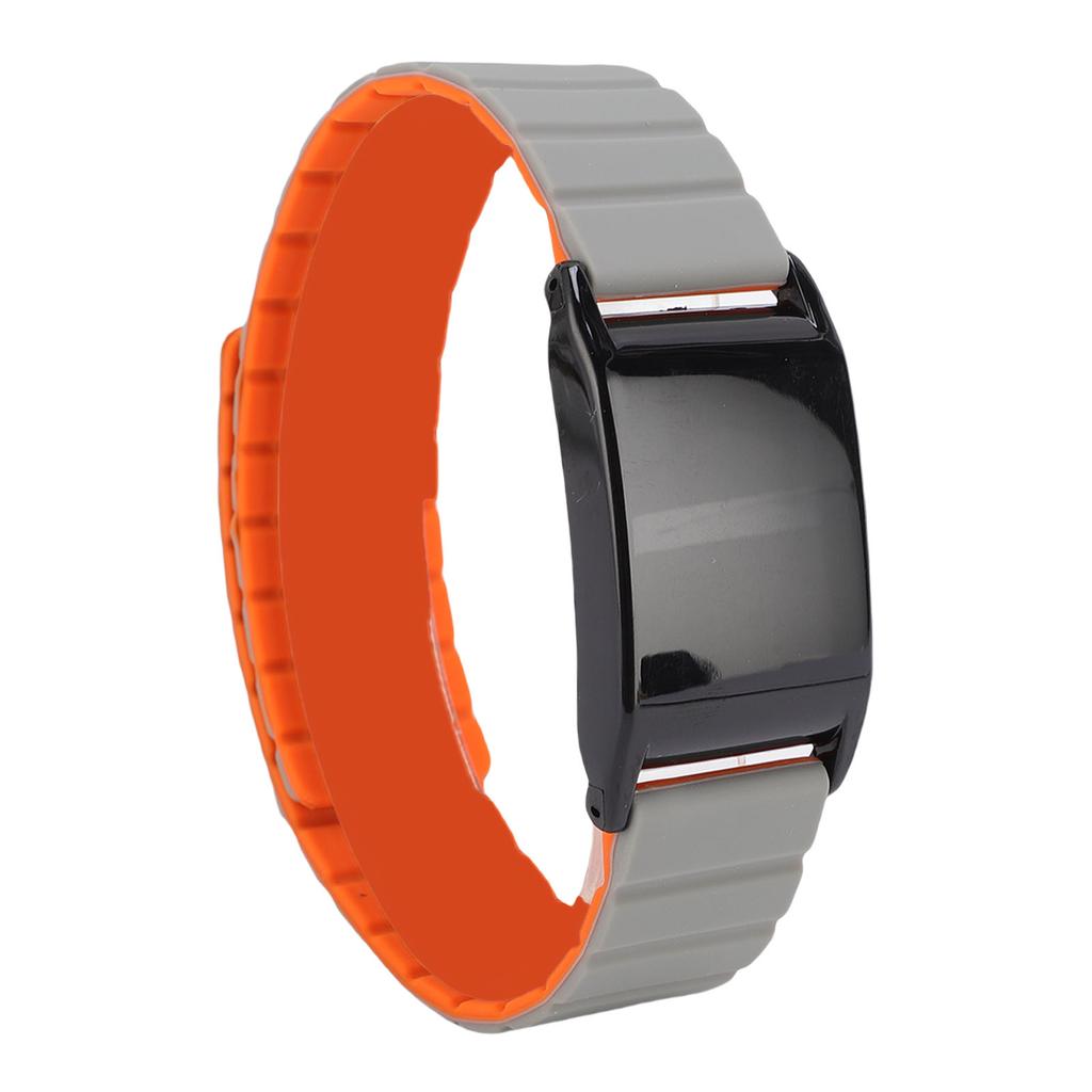 Magnetic Silicone Watch Band Replacement for WHOOP 4.0 Watch Fitness Tracking Band Soft Skin Friendly Gray Orange
