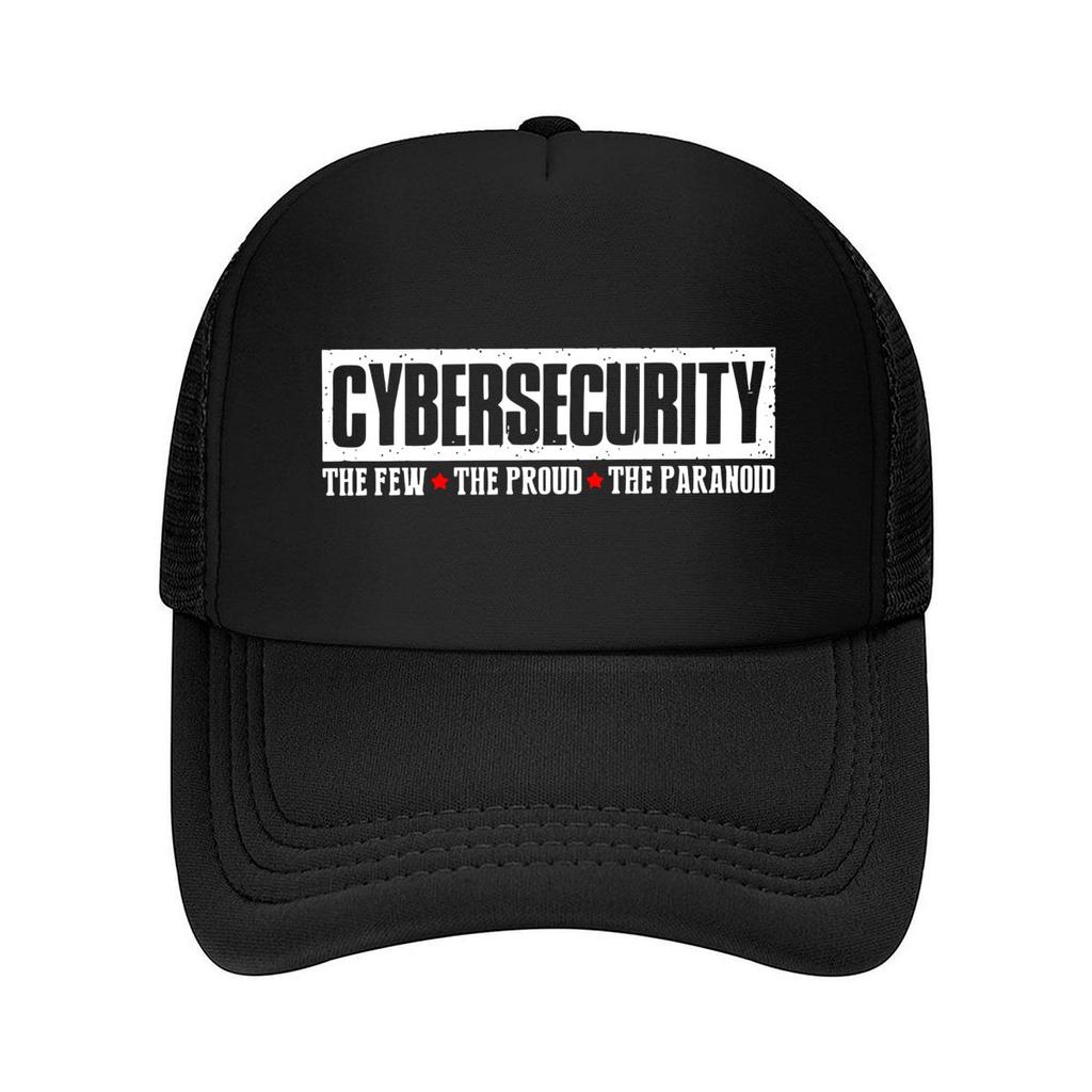 Cybersecurity Tech - Themed, Bold - Text Paranoia Art Design Mesh Baseball Cap