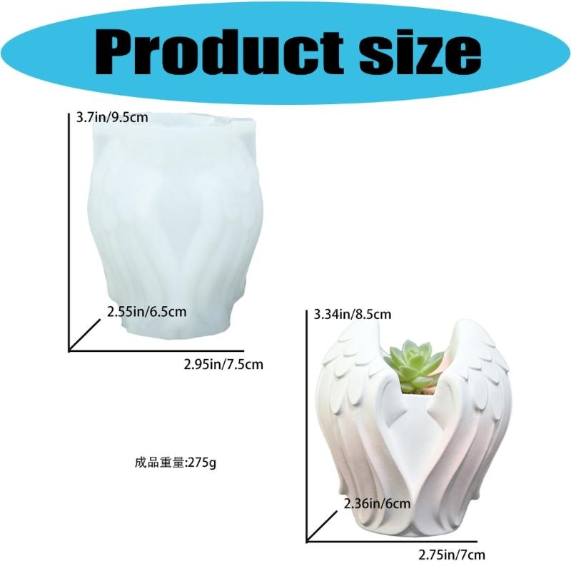 Resin and Cement Pot Casting Form, Angel Wing Flower Pot Profile with Flexible Body for Plaster Projects and Tabletop Display Use Indoors