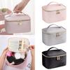 PU Leather Cosmetic Bag Large Capacity Waterproof Zipper Make Up Bag Travel Multifunctional Toiletry Organizer