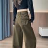 Autumn 2025 Military Green High-Waisted Straight-Leg Cargo Pants