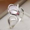 Vintage And Trendy Pink Color Teardrop Shaped Zircon Inlaid Open Ring, A Lovely Daily Holiday Accessory Gift For Women