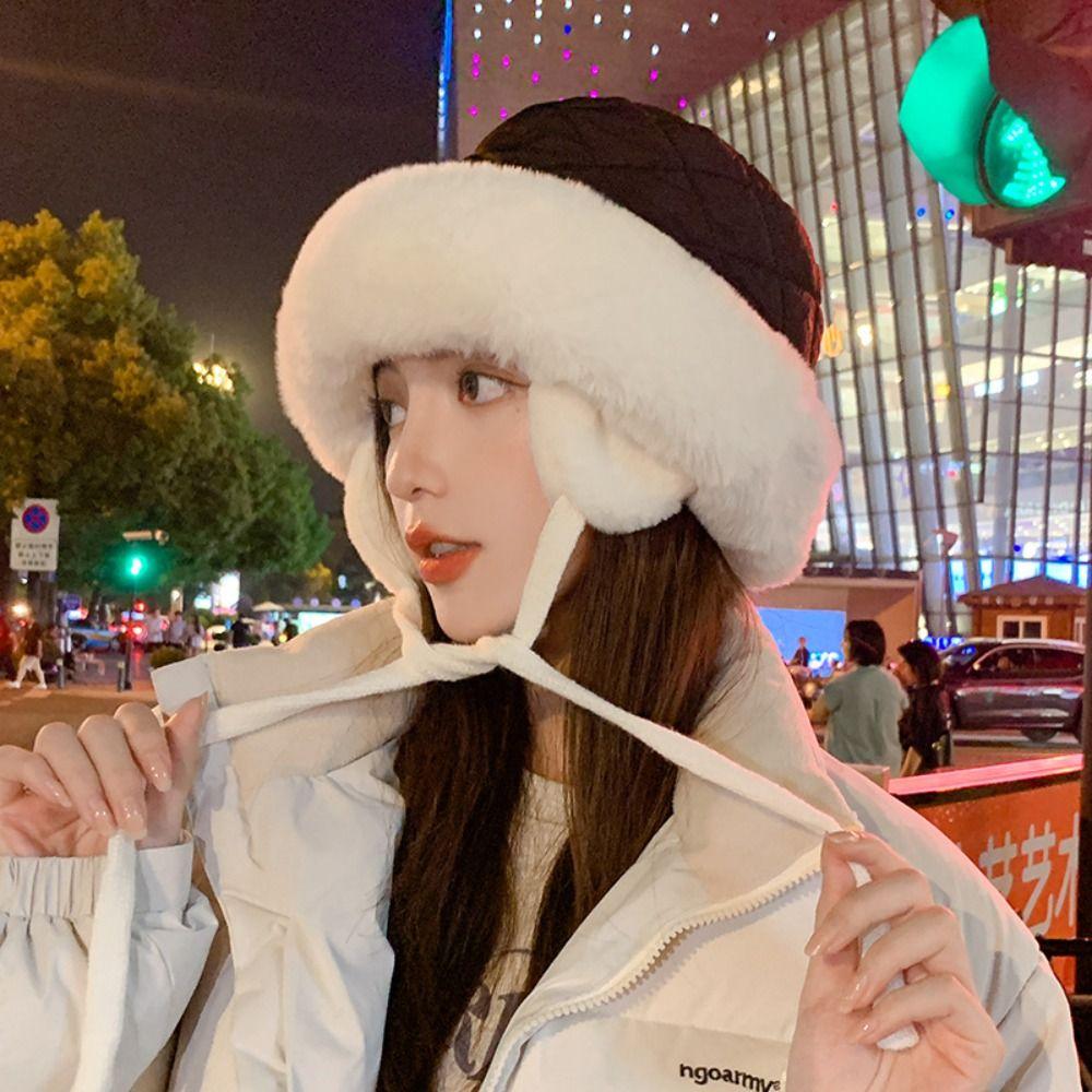 Fluffy Plush Women Winter Hat Soft Bucket Cap Fashion Ear Protection Hat Autumn Winter