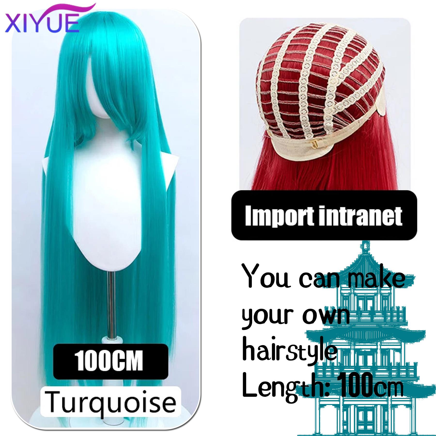 

XIYUE синтетические цветные длинные парики для косплея 100 см парик Лолита зеленый розовый блонд фиолетовый прямой парик прическа для вечеринки на Хэллоуин