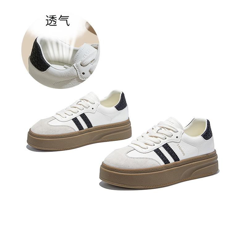 Leather women's autumn new thick-soled heightening sports shoes casual versatile little white shoes fashion board shoes