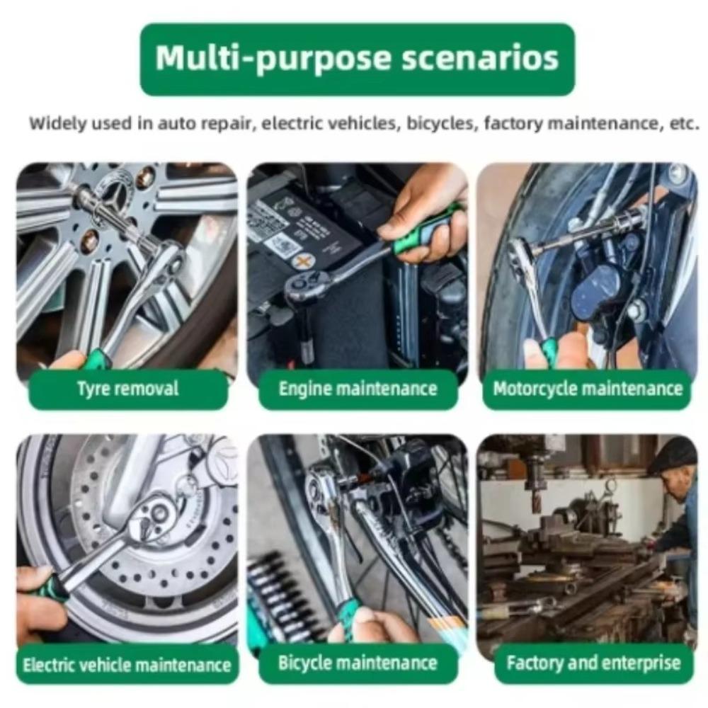 1/4 Socket Wrench Set Short Long Sleeve Spanner New Ratchet Wrench Kit  Wrench