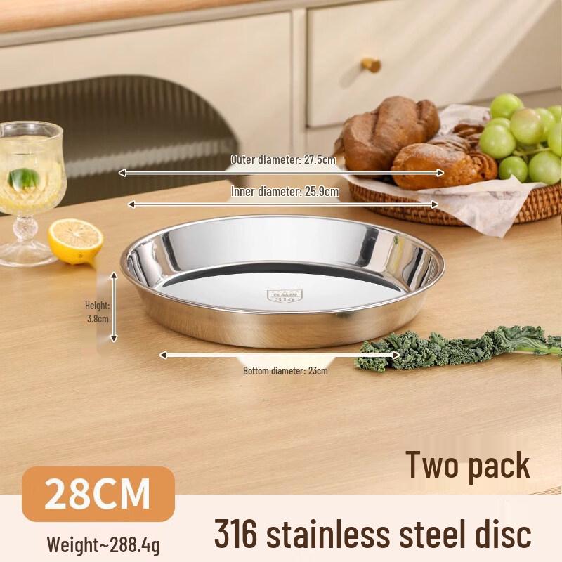 Handun 316 Stainless Steel 3-Compartment Deep Round Plates