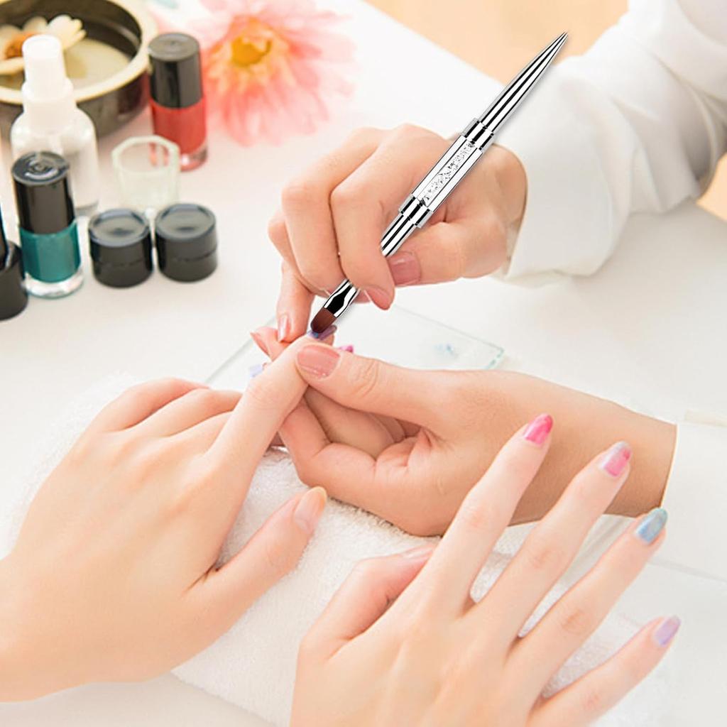 1Pcs Dual Ended Hard Gel Nail Brushes for Builder Gel&Polygel,Salon-Grade Nail Art Design Tools,Nail Brush Professional Nail Art(Rhinestone Handle)