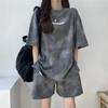 Women's Loose Fit Two Piece Tracksuit Short Sleeve T-Shirt High Waist Shorts Set