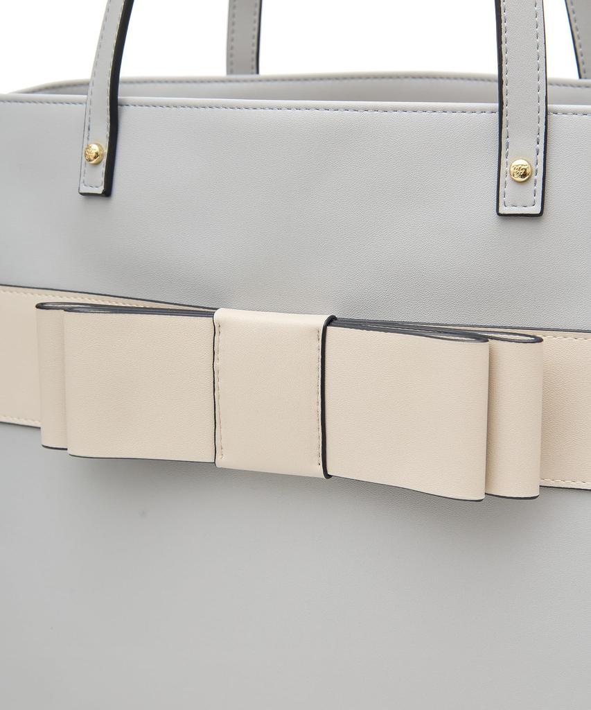 Maison de Fleur Tote Bag, EC Exclusive Front Ribbon 3-Room Tote Bag, Women's, Grayish Blue