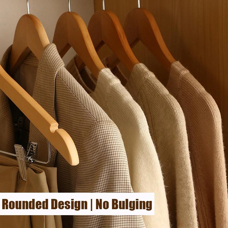 High-Grade Wooden Suit Hangers,Skirt Hanger with Clips 5/10/20 Pack,Wooden Trouser Rack with Shoulder Notches for Dress Jacket