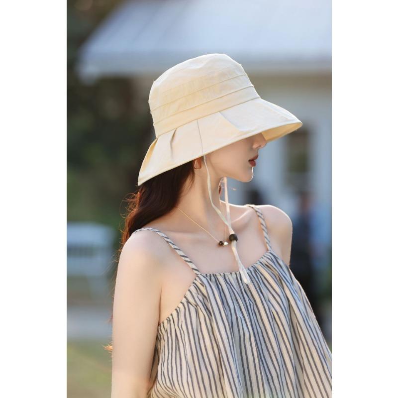 

Bucket hat women s new lightweight sunscreen visor bucket hat niche pleated summer sun hat children