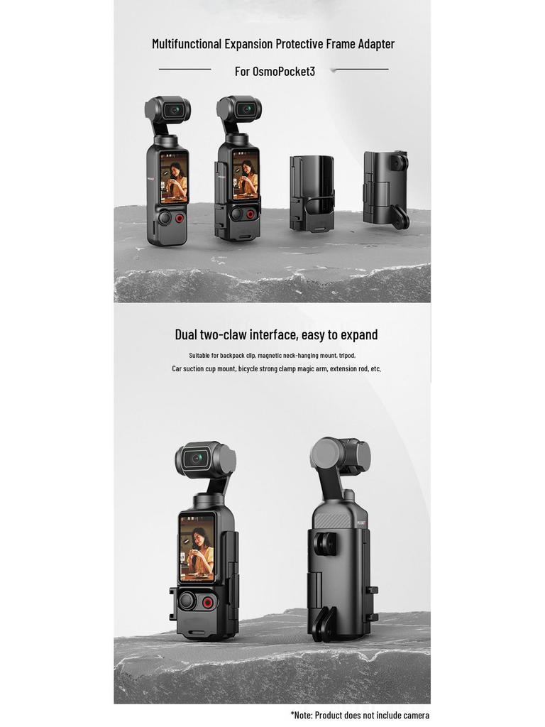 DJI Osmo Pocket 3 Extended Handle with Protective Frame and Cold Shoe Adapter