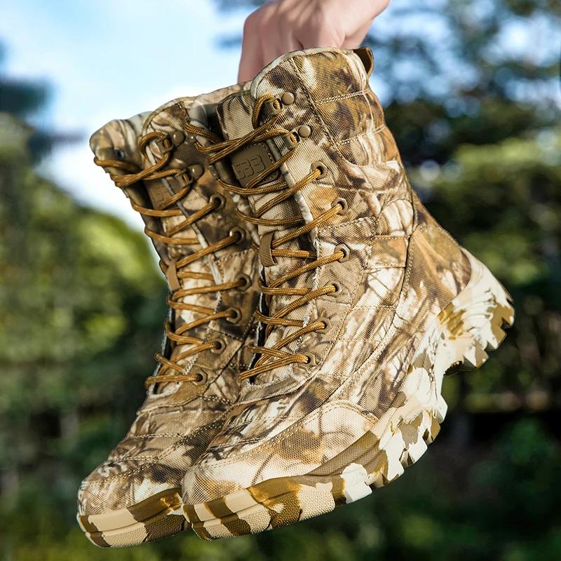 Fashion New Trendy Camouflage Hiking Boots for Men Platform Waterproof Trekking Boots Big Size 47 Non-slip Outdoor Boots Men
