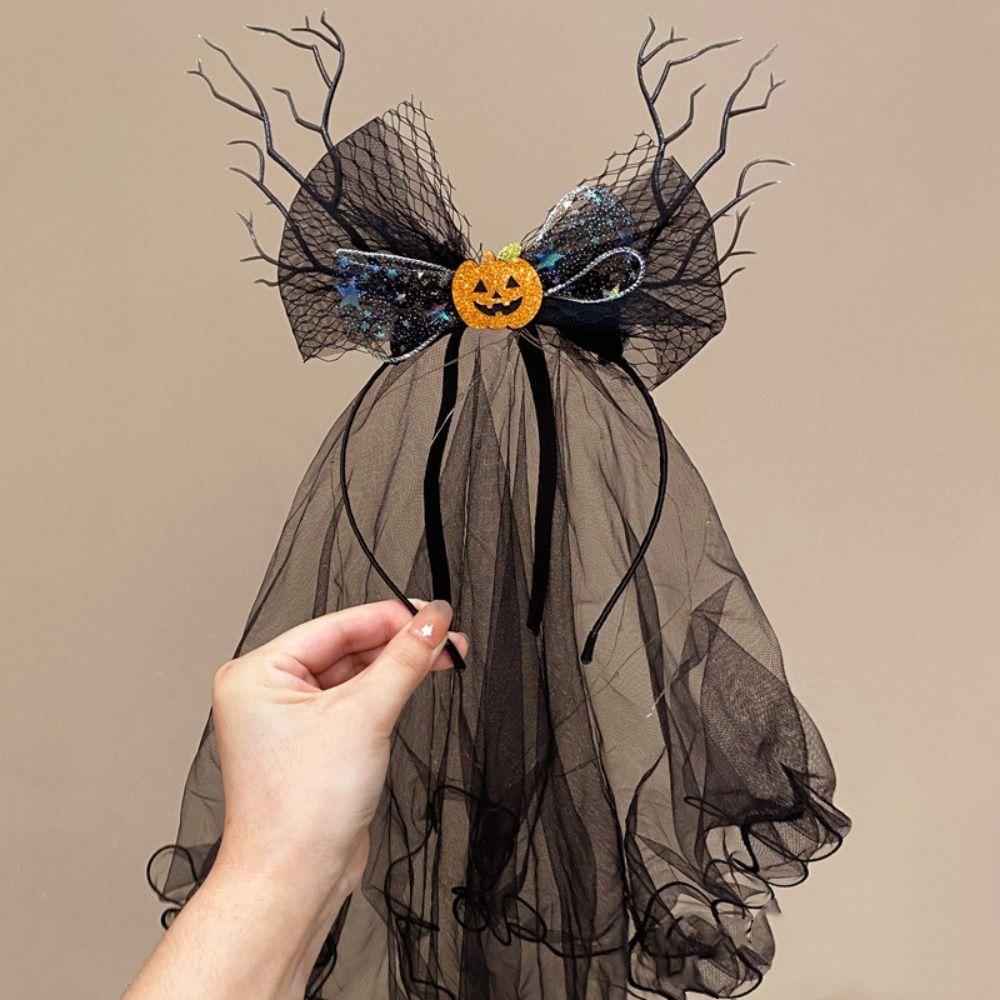 Ghost Halloween Hair Hoop Luminous Mesh Hair Band Fashion Halloween Hairband Veils  Cosplay