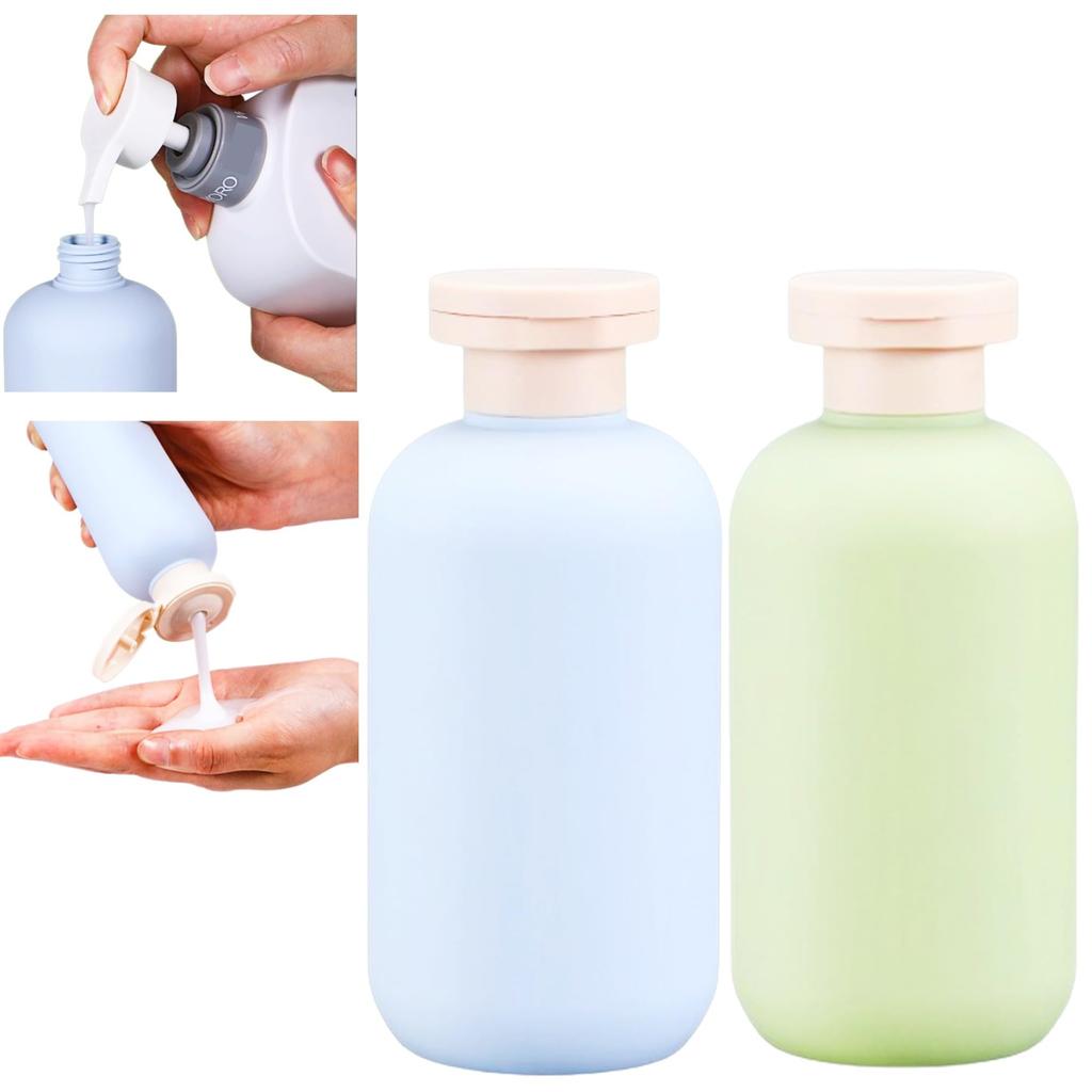Merrytime Travel Shampoo Bottle Set, Refillable Travel Bottles, Portable Shampoo for Backpackers, Gym Use, and Bathhouses, Pastel Colors (2 Bottles,