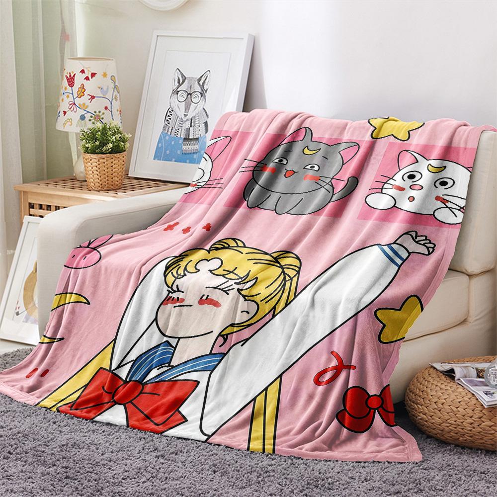 Sailor Moon Flannel Blanket, High quality Comfortable for All Seasons, Home Decor, Warmth and Comfort