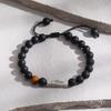 Personalized Beaded Bracelets for Men Boys,Adjustable Nartual Stone Stainless Steel Name Bar Wristband,Father Boyfriend Gifts