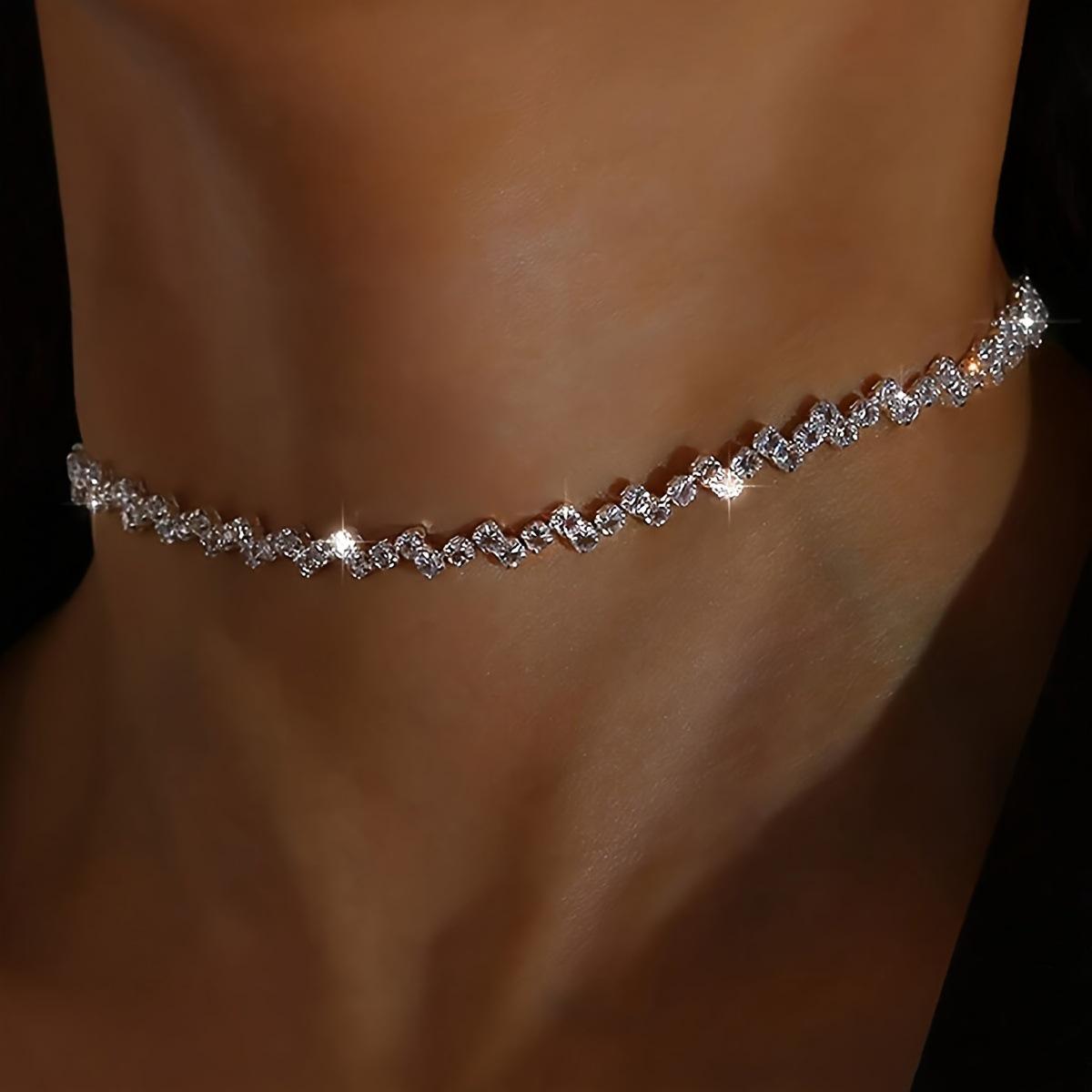 Versatile Adjustable Rhinestone Rhombus Choker Necklace