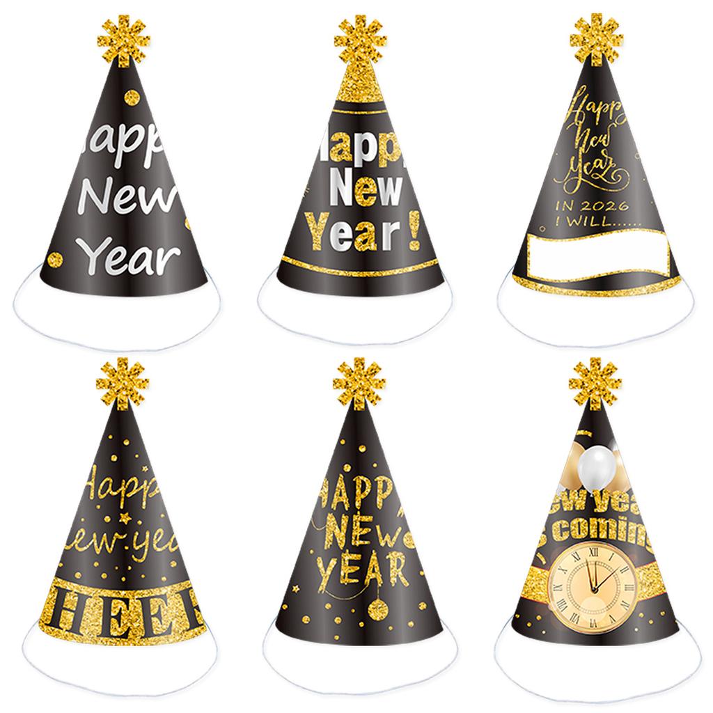 New Year'S Eve Party Children'S Party Hat Black Gold Fireworks Balloon Party Hat Customization