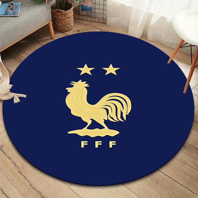 France National Football Team Round Area Rug,Carpet Rug for Living Room Bedroom Sofa Playroom Decor,Non-slip Floor Mat